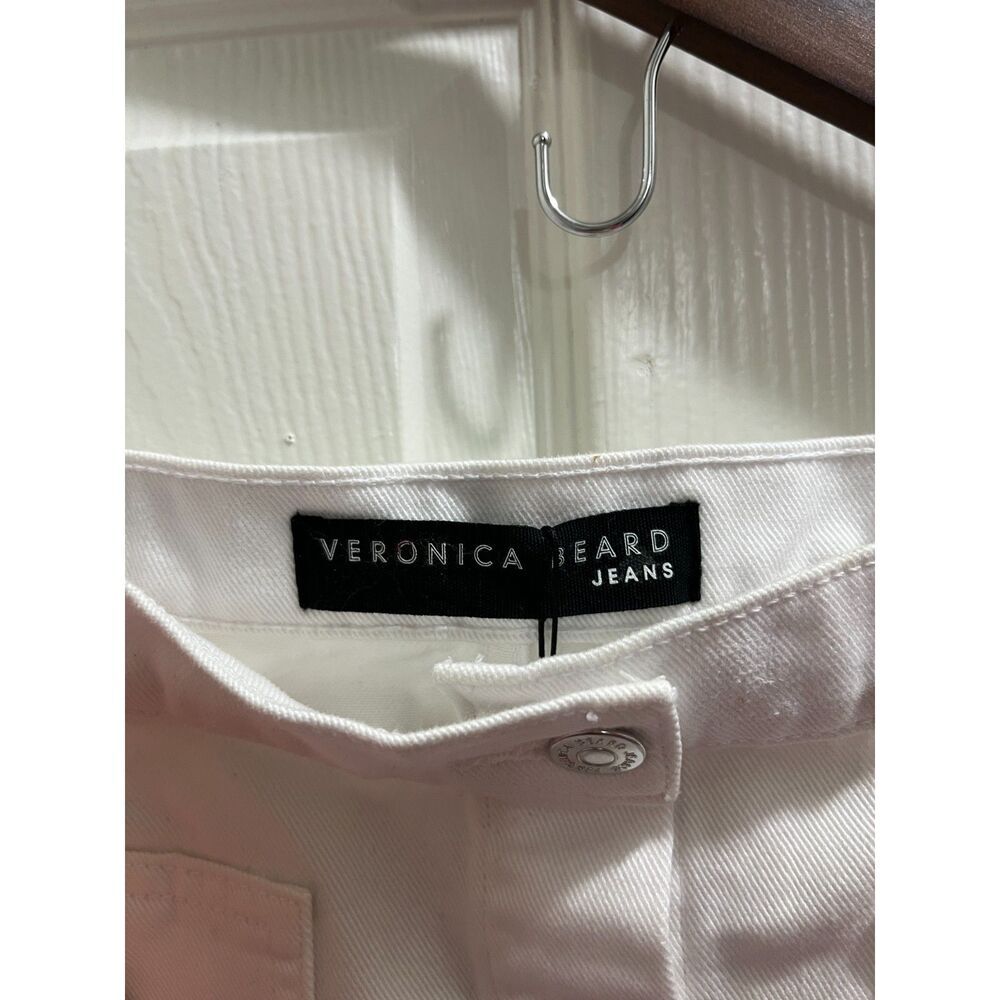 Veronica Beard Getty Cargo Mini Skirt Button Front Denim Size 4 White NWT - Picture 5 of 11